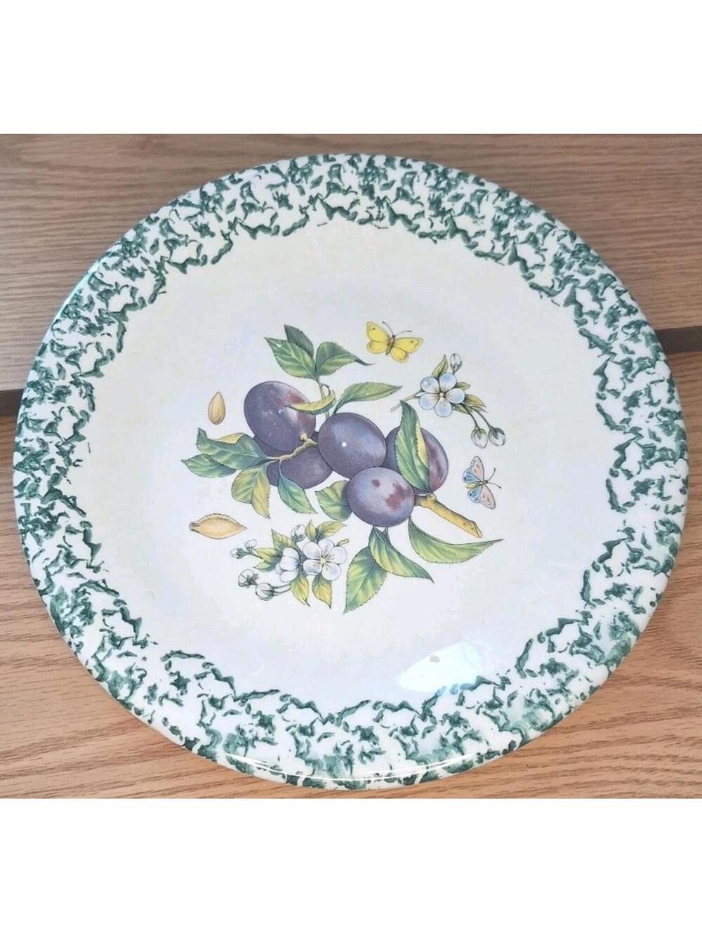 Himark Vintage Dinner Plate 10.25" Plum Fruit Design Made in Italy- Set of 3